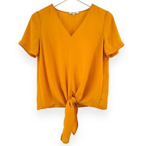 Madewell Yellow Novel Tie-Front Short Sleeve Top